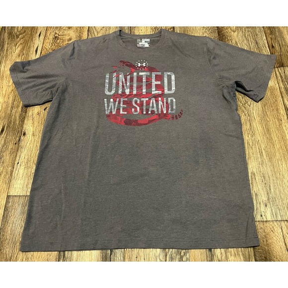 Under Armour 2XL XXL United We Stand Patriotic T Shirt Dk Gray Gadsden Snake - Picture 1 of 3